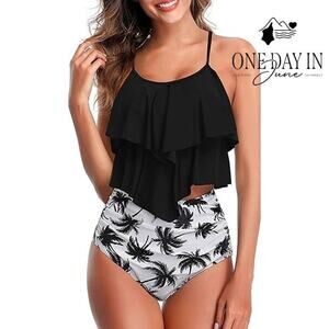 Adisputent High Waist Flounce Bikini Swimsuit Size L